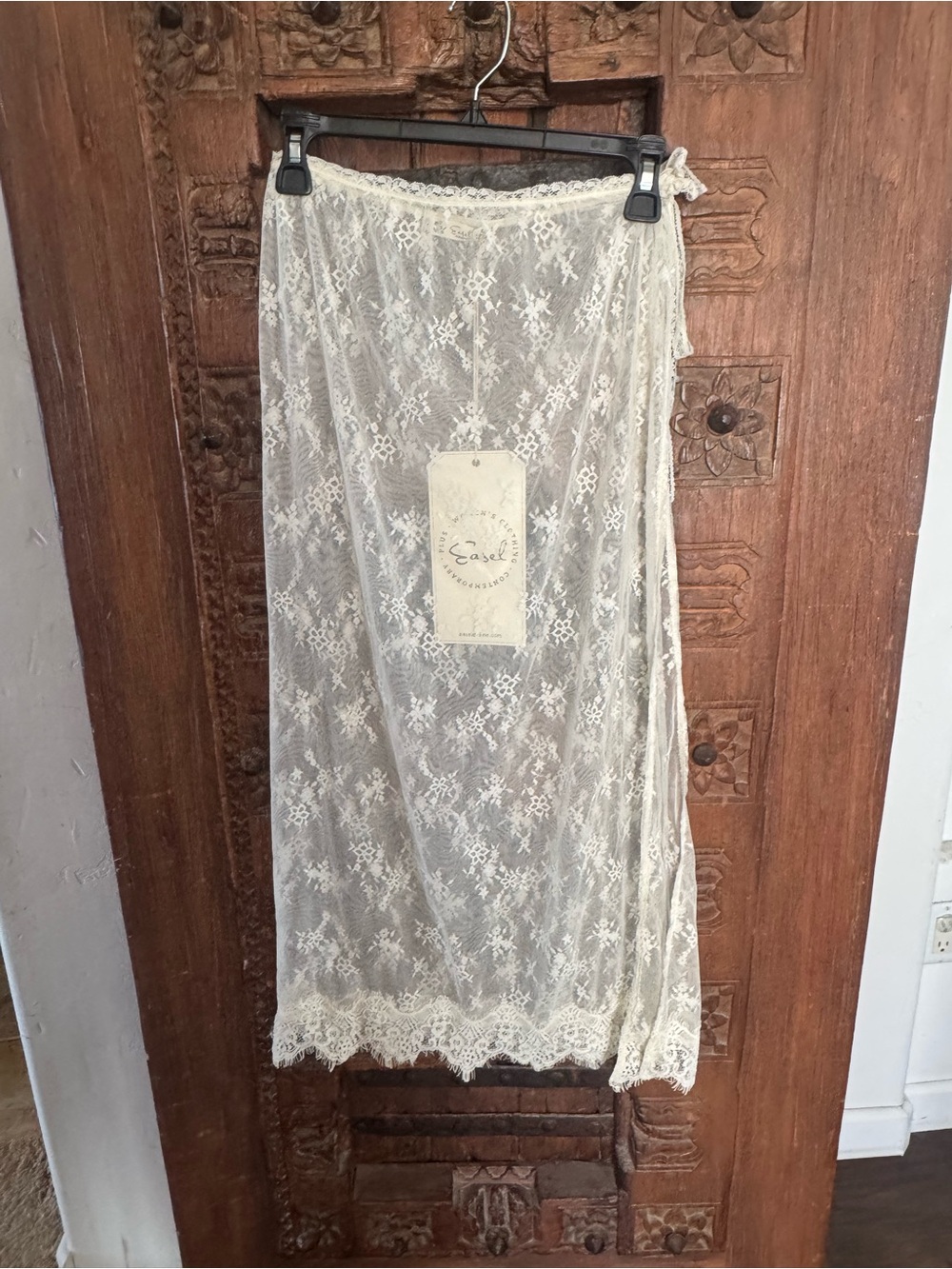 easel Sheer Lace Maxi Skirt in Ivory